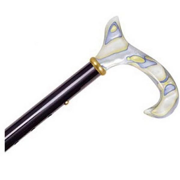 Hermell MP-10562 Adjustable Travel Folding Cane with Swirl Acrylic Derby Handle, Black & Aqua