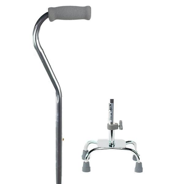 Hermell MP-10820 Small Base Quad Cane, Silver