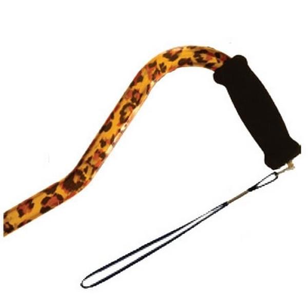Hermell MP-10922 Offset Adjustable Aluminum Cane with Foam Grip Handle, Leopard