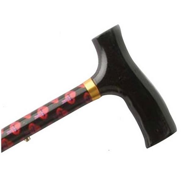 Hermell MP-11061 Adjustable Travel Folding Cane with Fritz Handle, Red Hat