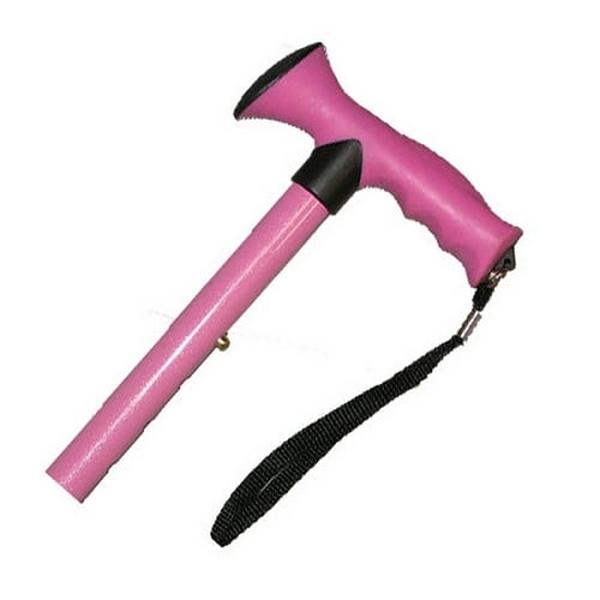 Hermell MP-13042 Adjustable Travel Folding Cane with Comfort Grip Handle, Pink