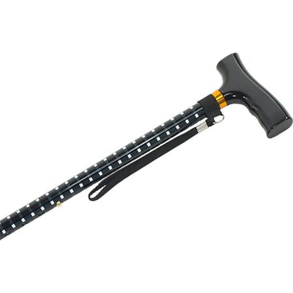 Hermell MP-15114 Straight Adjustable Aluminum Cane with Fritz Handle, Black & White