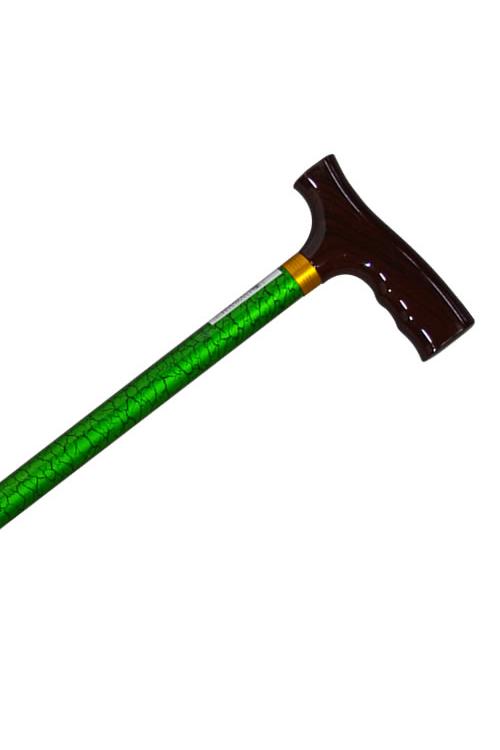 Hermell MP-15129 Straight Adjustable Aluminum Cane with Fritz Handle, Green Marble