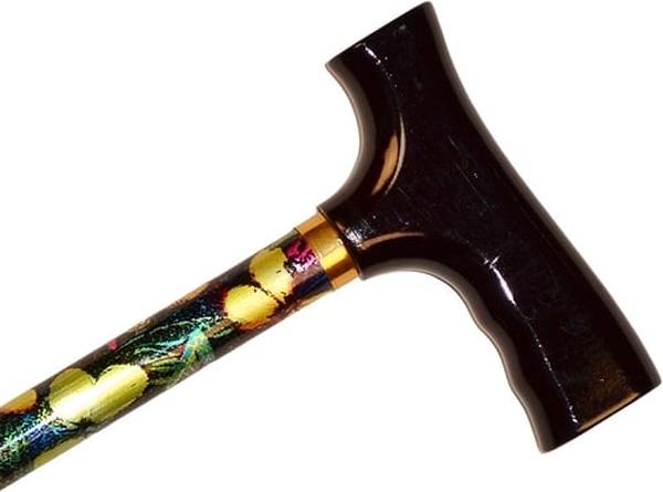 Hermell MP-15143 Straight Adjustable Aluminum Cane with Fritz Handle, Butterfly