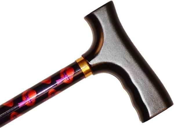 Hermell MP-15161 Straight Adjustable Aluminum Cane with Fritz Handle, Red Hat