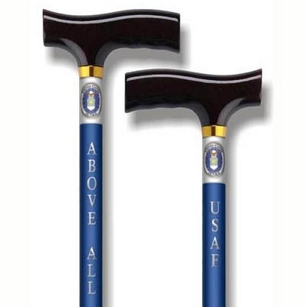 Hermell MP-15280 Straight Adjustable Aluminum Cane with Fritz Handle US Air Force, Blue