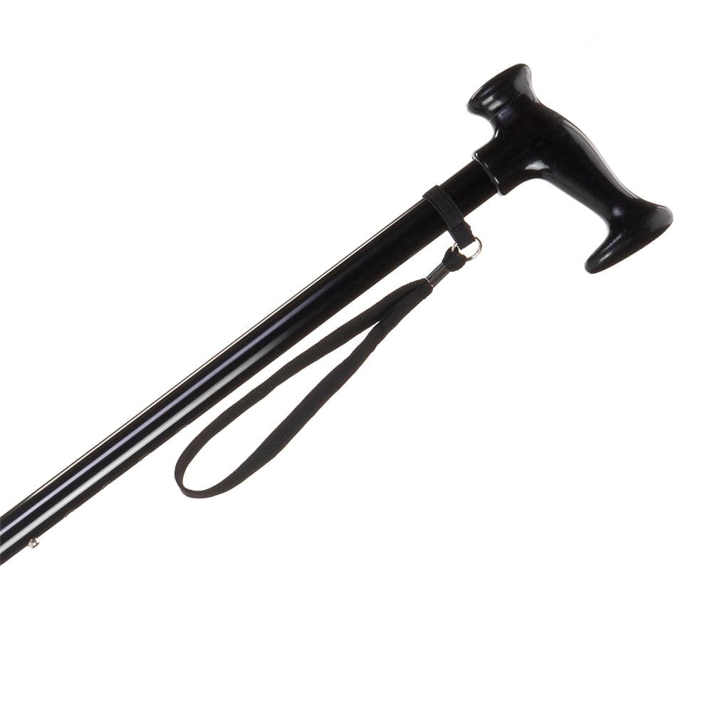 Hermell MP-17100 Straight Adjustable Aluminum Cane with T Handle, Black