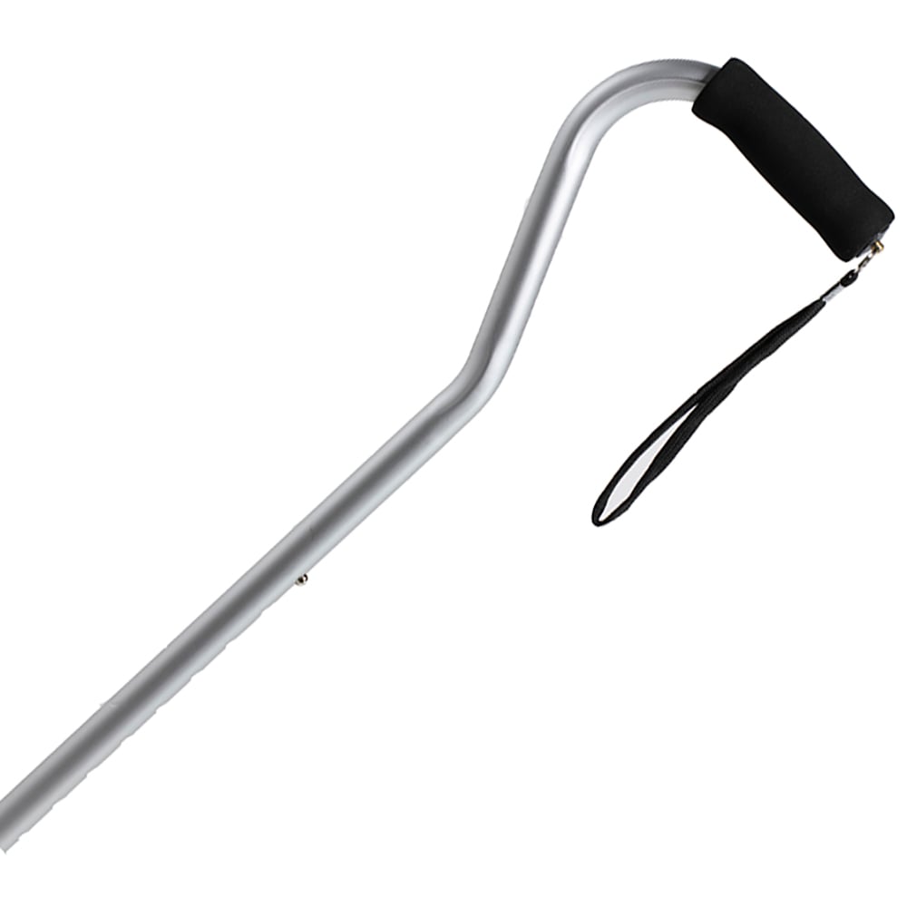 Hermell MP-21033 Offset Adjustable Aluminum Cane with Foam Grip Handle, Silver