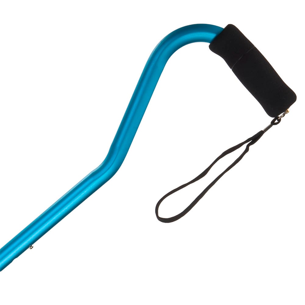 Hermell MP-21111 Offset Adjustable Aluminum Cane with Foam Grip Handle, Blue