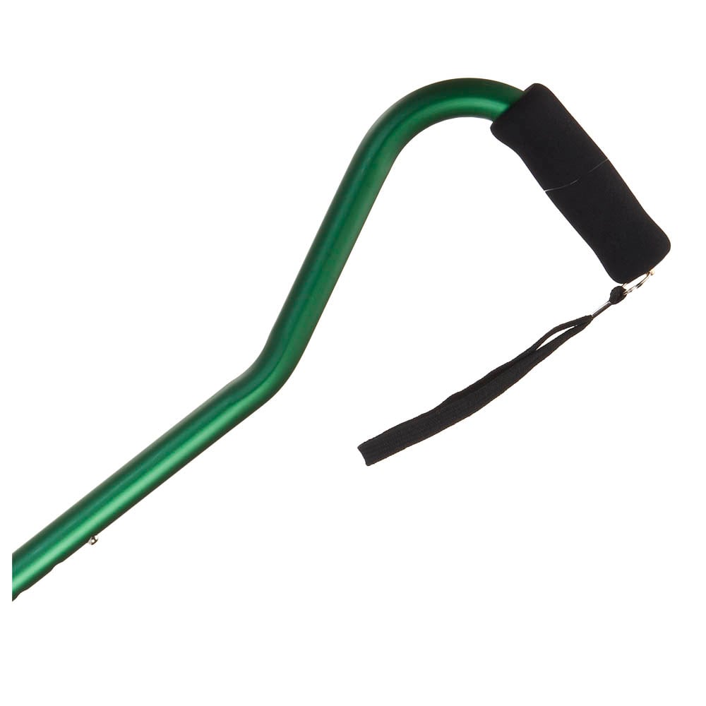Hermell MP-21112 Offset Adjustable Aluminum Cane with Foam Grip Handle, Mint