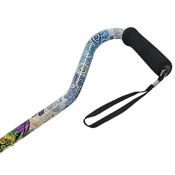 Hermell MP-21116 Offset Adjustable Aluminum Cane with Foam Grip Handle, Red Peacock