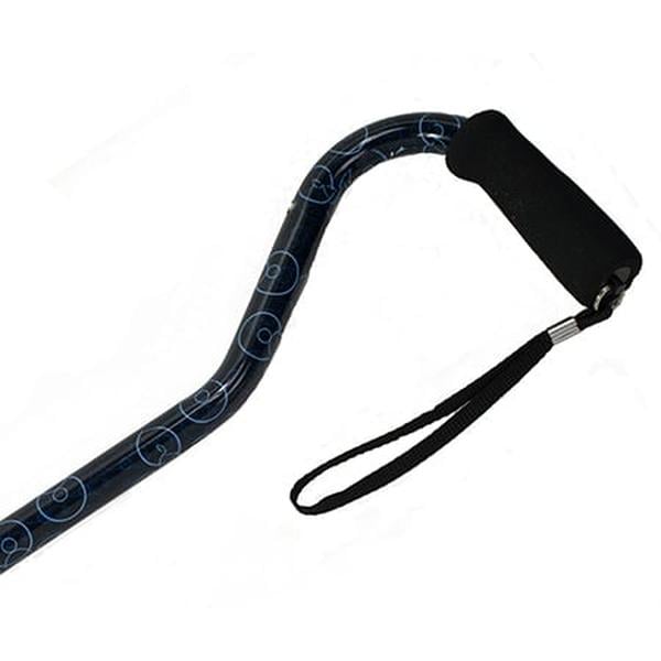 Hermell MP-21120 Offset Adjustable Aluminum Cane with Foam Grip Handle, Blue Circle