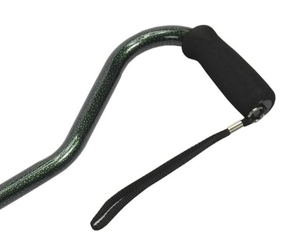 Hermell MP-21158 Offset Adjustable Aluminum Cane with Foam Grip Handle, Green & Gray Pebble