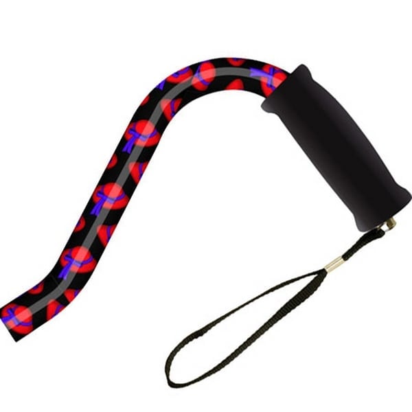 Hermell MP-21161 Offset Adjustable Aluminum Cane with Foam Grip Handle, Red Hat