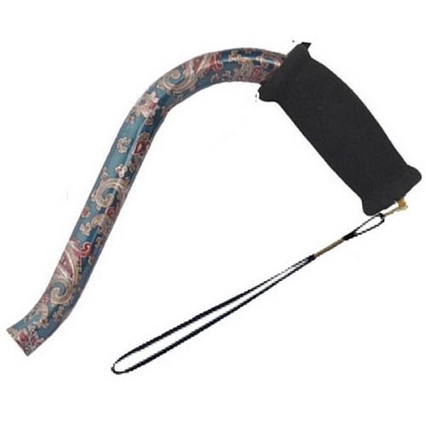 Hermell MP-21165 Offset Adjustable Aluminum Cane with Foam Grip Handle, Green Paisley