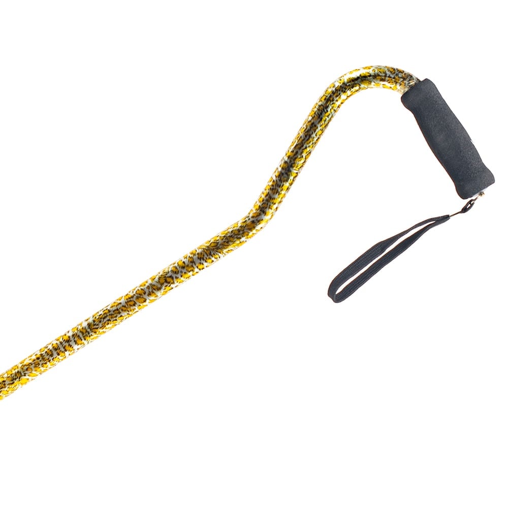 Hermell MP-21171 Offset Adjustable Aluminum Cane with Foam Grip Handle, Cheetah