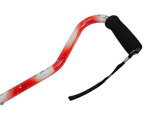 Hermell MP-21300 Offset Adjustable Aluminum Cane with Foam Grip Handle, Santa