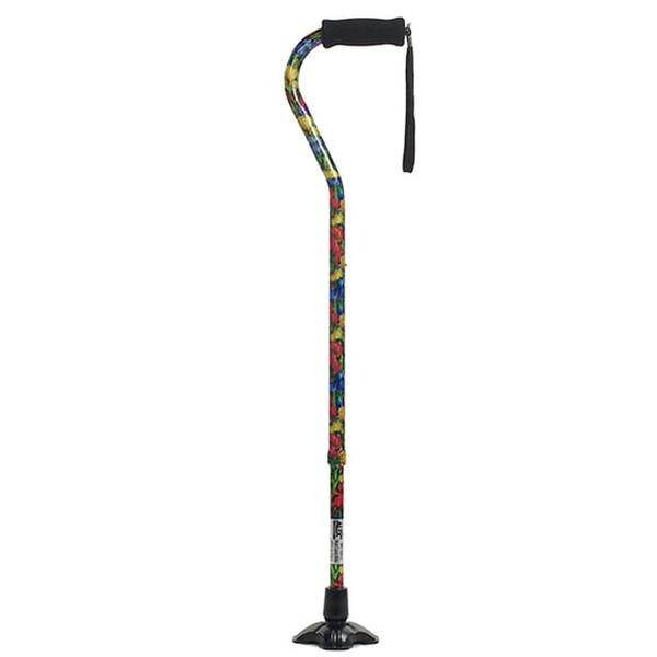 Hermell MP-21812 Self Standing Offset Adjustable Aluminum Cane, Summer Garden