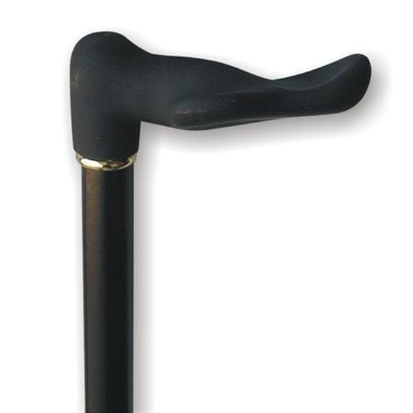 Hermell MP-37200 Wood Cane with Palm Grip Soft Touch Handle Left, Black Stain