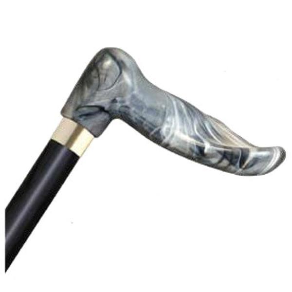 Hermell MP-40366 Wood Cane with Gray Marble Palm Grip Handle Left, Black Stain