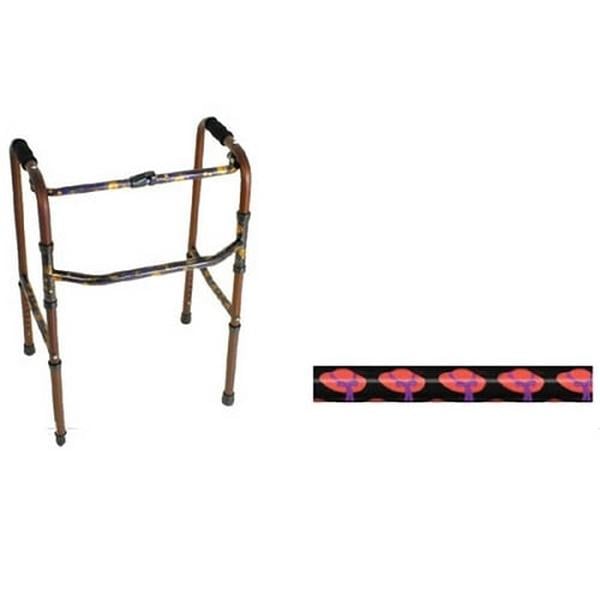 Hermell MP-53061 Single Button Folding Walker, Red Hat