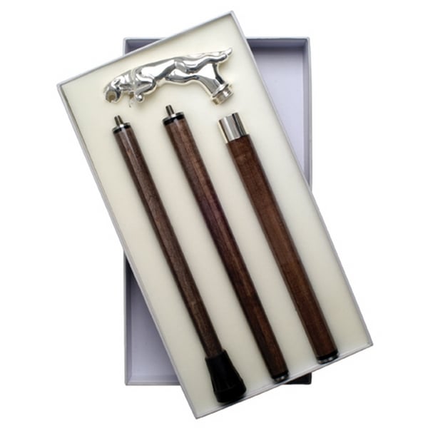 Hermell MP-65606 Cheetah Silver Plated Handle Gift Box , Brown Stain - 3 Piece