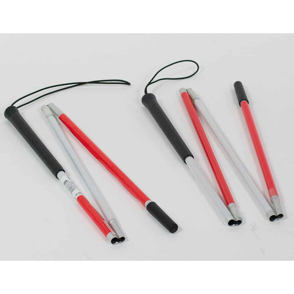 Hermell MP-69000 59 in. Folding Blind Cane with Metal Tip, Red & White