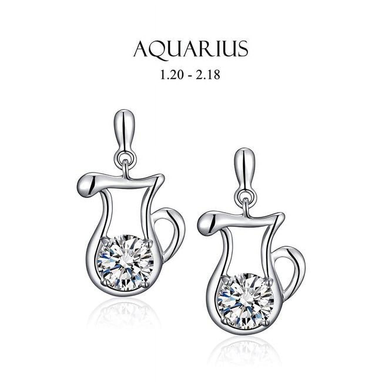 Picture of Amabel Designs E-I2CZAQR-RDM Rhodium Cubic Zirconia Aquarius Stud Earrings
