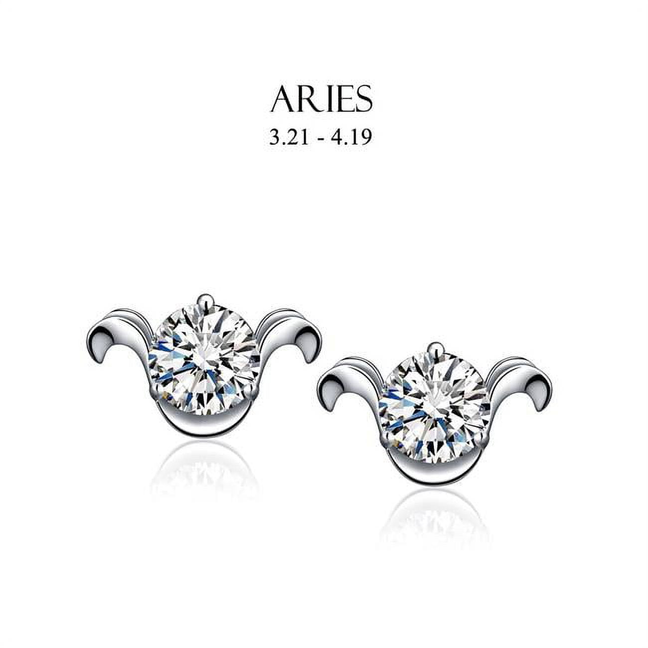 Picture of Amabel Designs E-I2CZARS-RDM Rhodium Cubic Zirconia Aries Stud Earrings