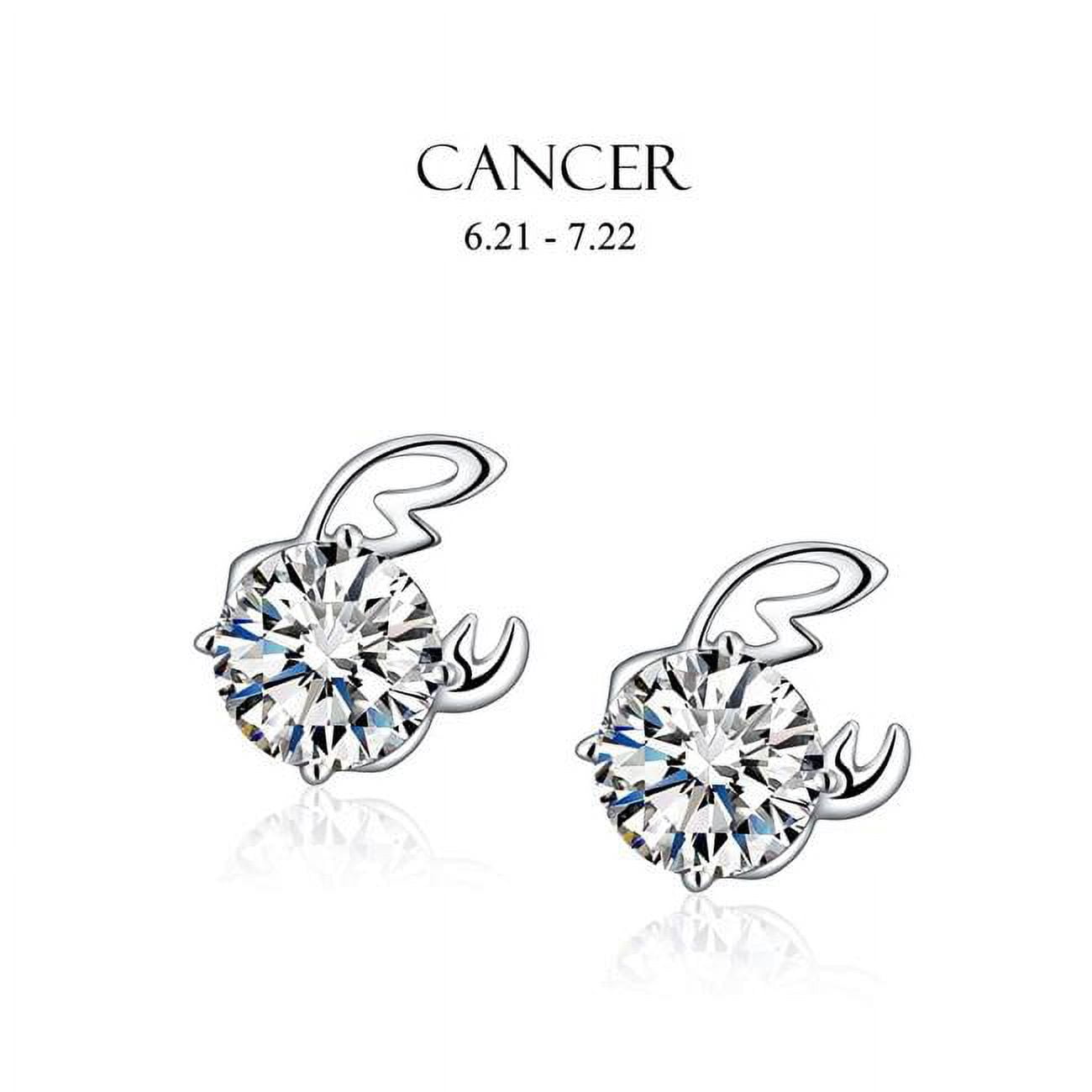 Picture of Amabel Designs E-I2CZCNR-RDM Rhodium Cubic Zirconia Cancer Stud Earrings
