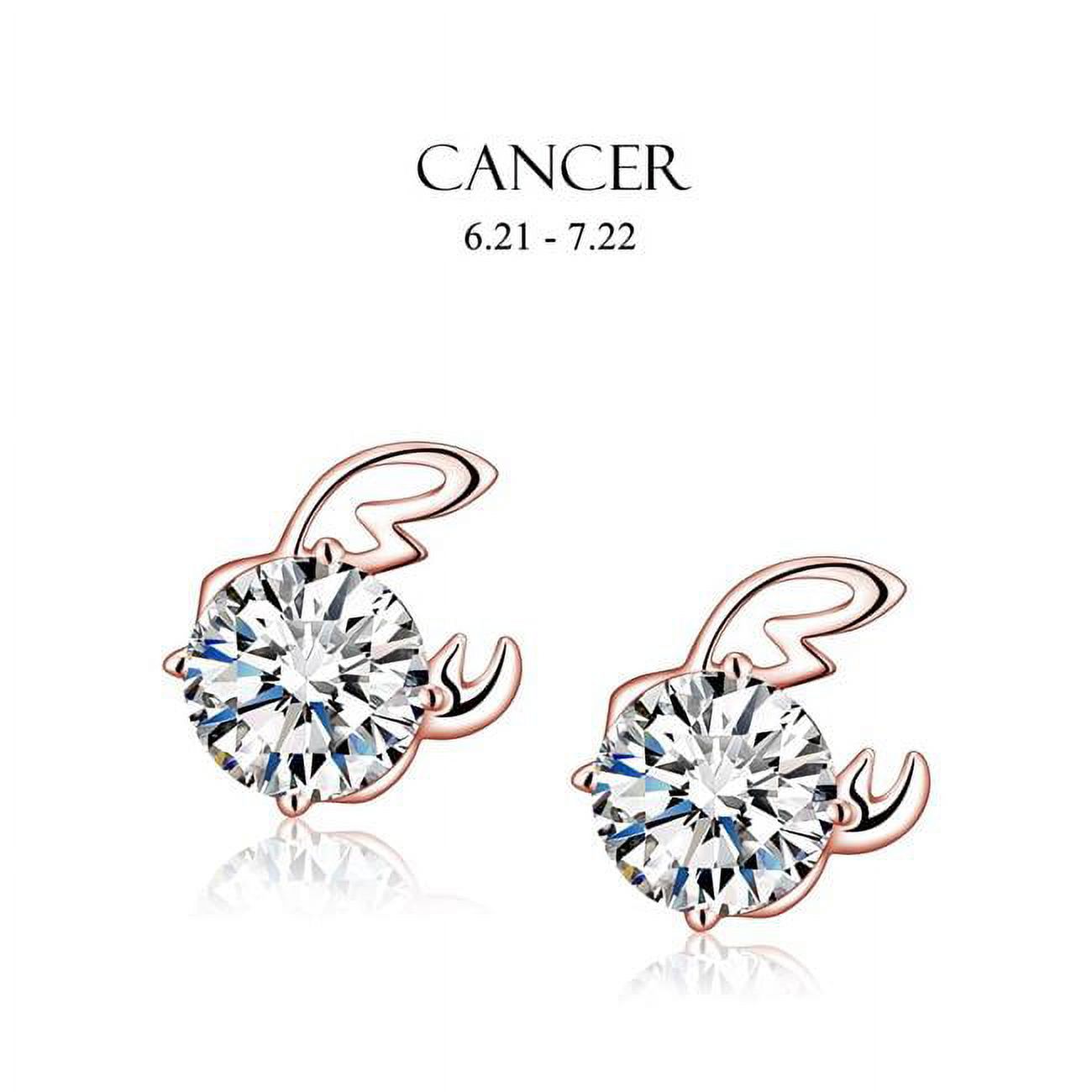 Picture of Amabel Designs E-I2CZCNR-RG Rose Gold Cubic Zirconia Cancer Stud Earrings