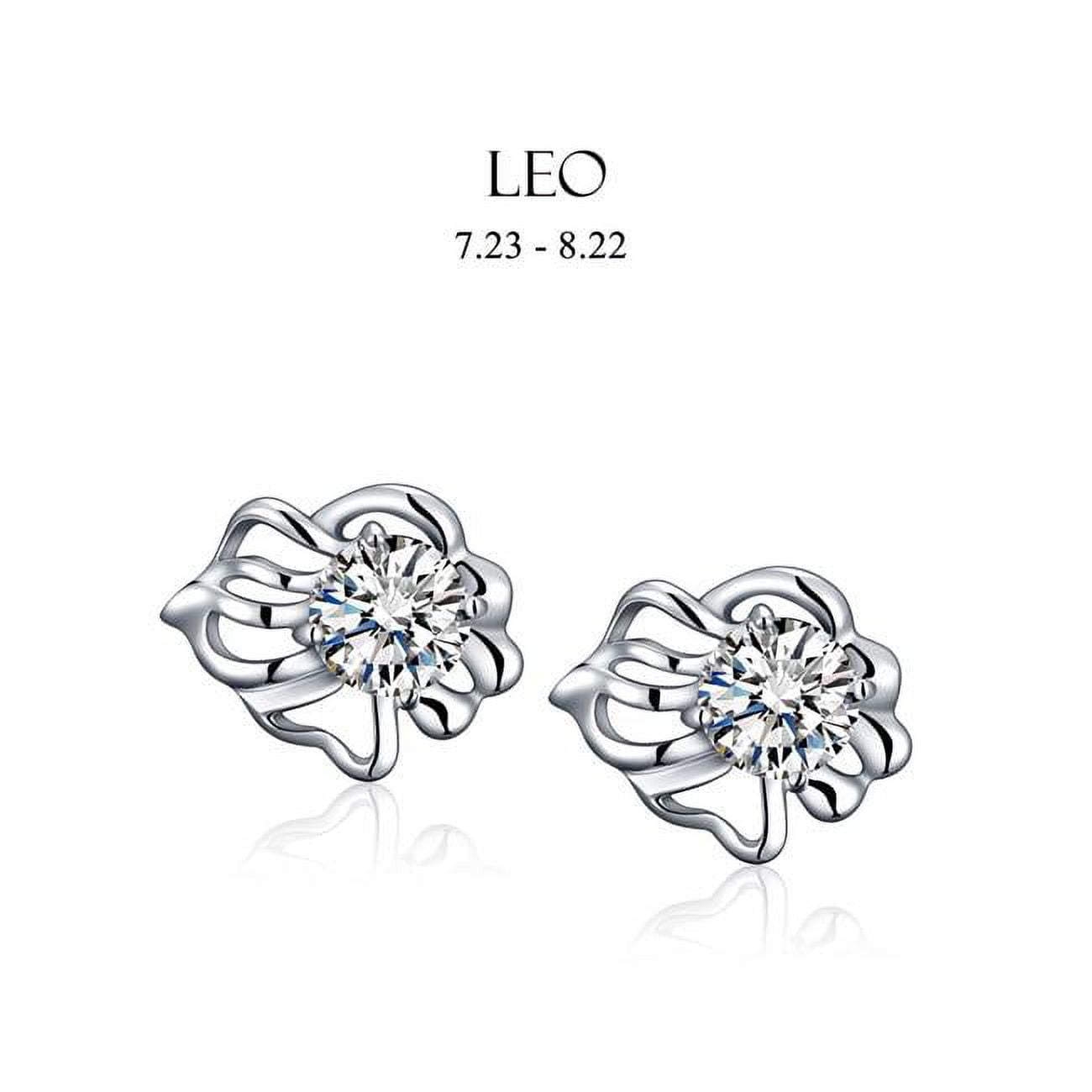Picture of Amabel Designs E-I2CZLEO-RDM Rhodium Cubic Zirconia Leo Stud Earrings