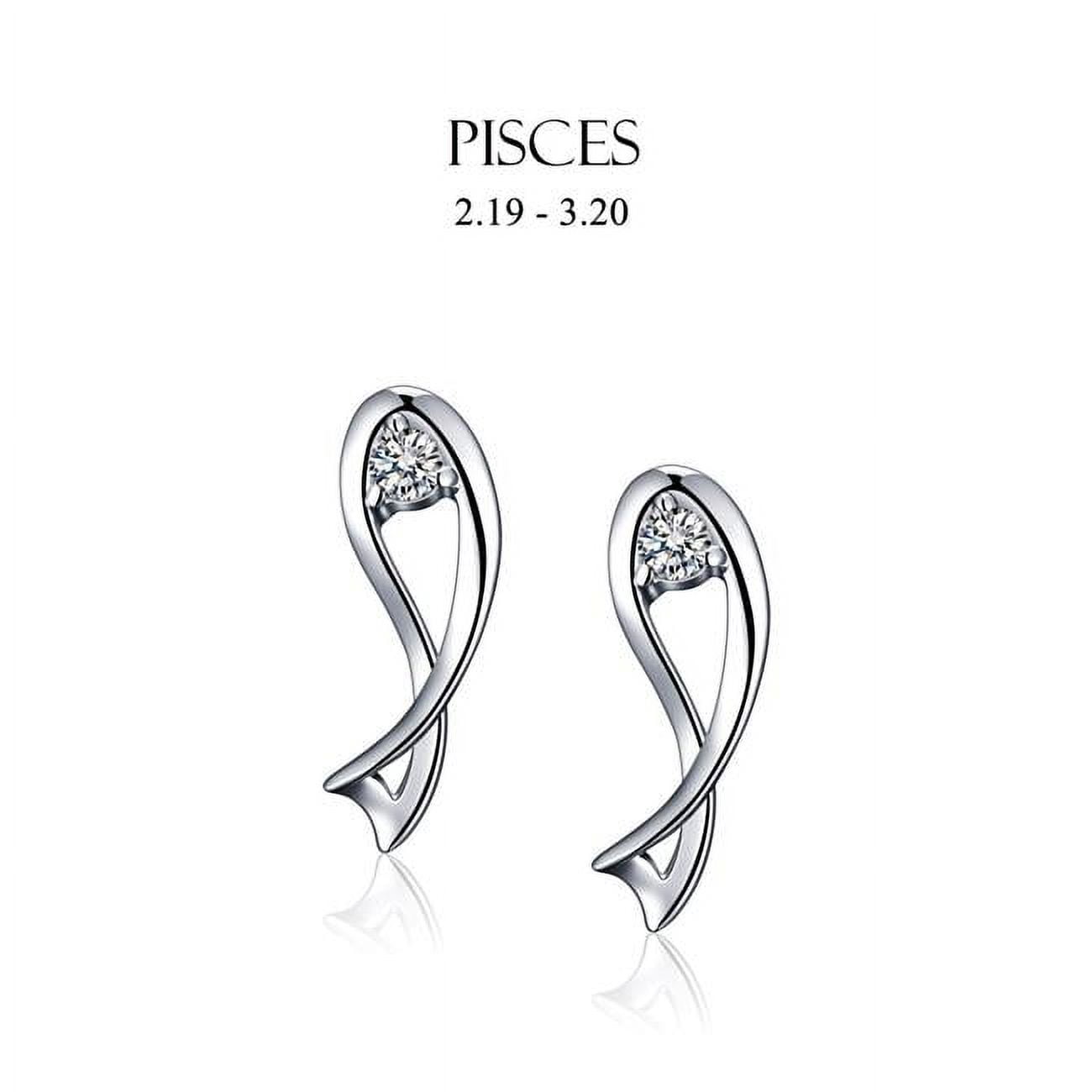 Picture of Amabel Designs E-I2CZPSC-RDM Rhodium Cubic Zirconia Pisces Stud Earrings