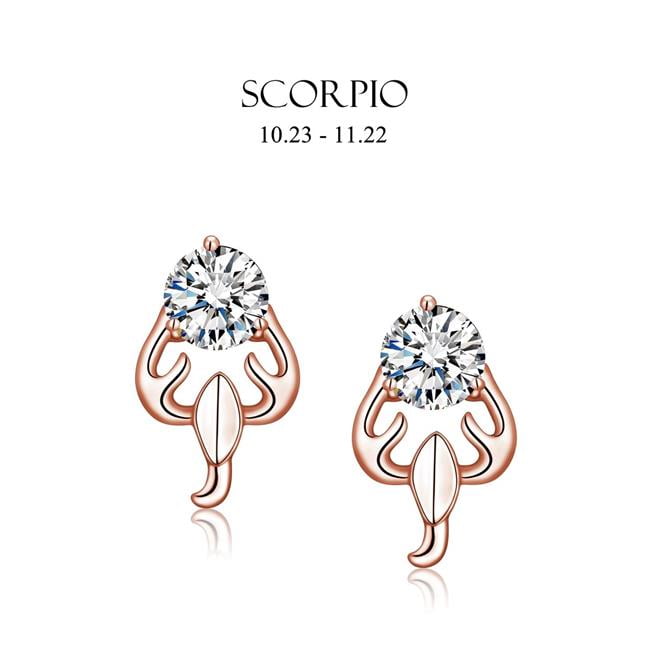 Picture of Amabel Designs E-I2CZSCR-RG Rose Gold Cubic Zirconia Scorpio Stud Earrings