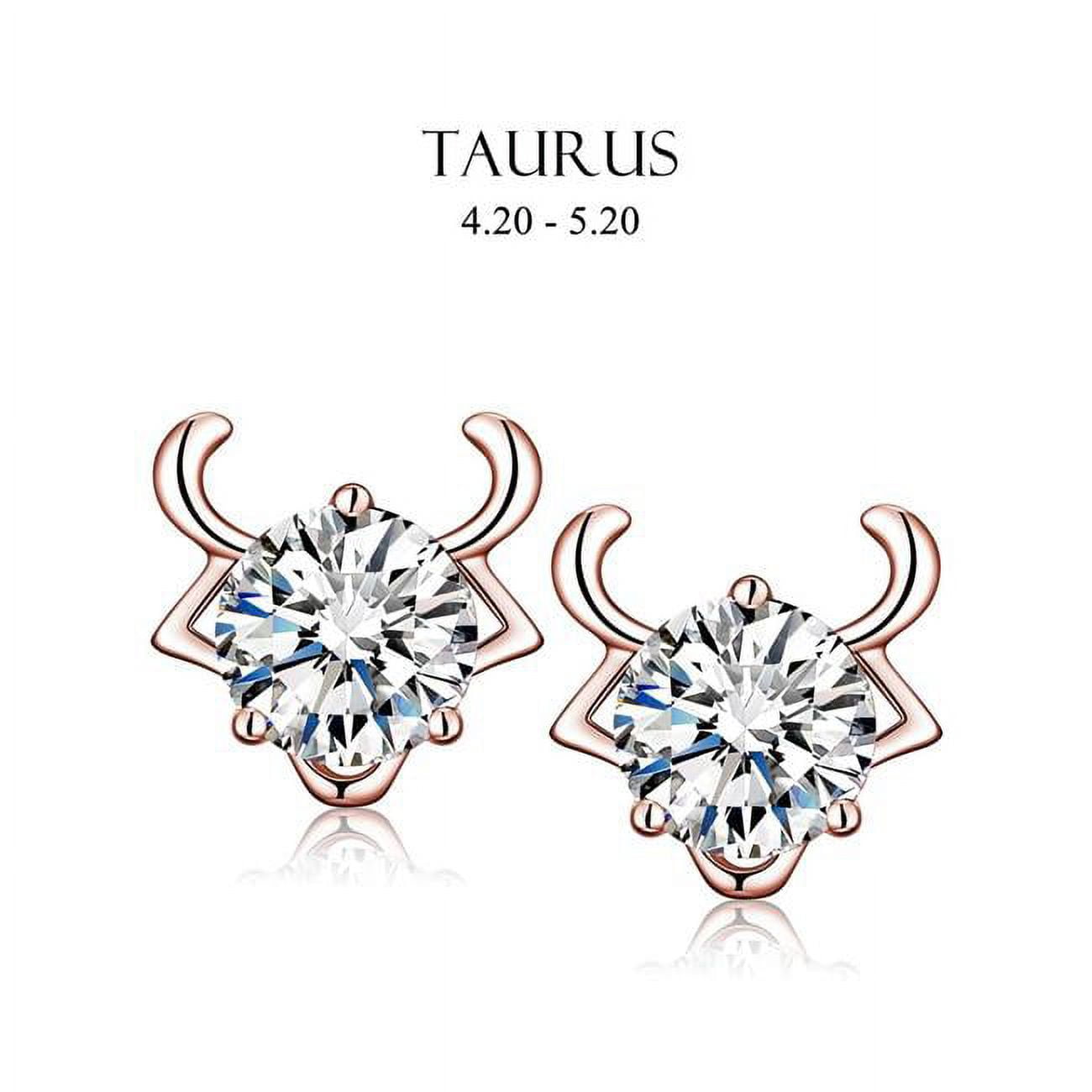 Picture of Amabel Designs E-I2CZTAU-RG Rose Gold Cubic Zirconia Taurus Stud Earrings