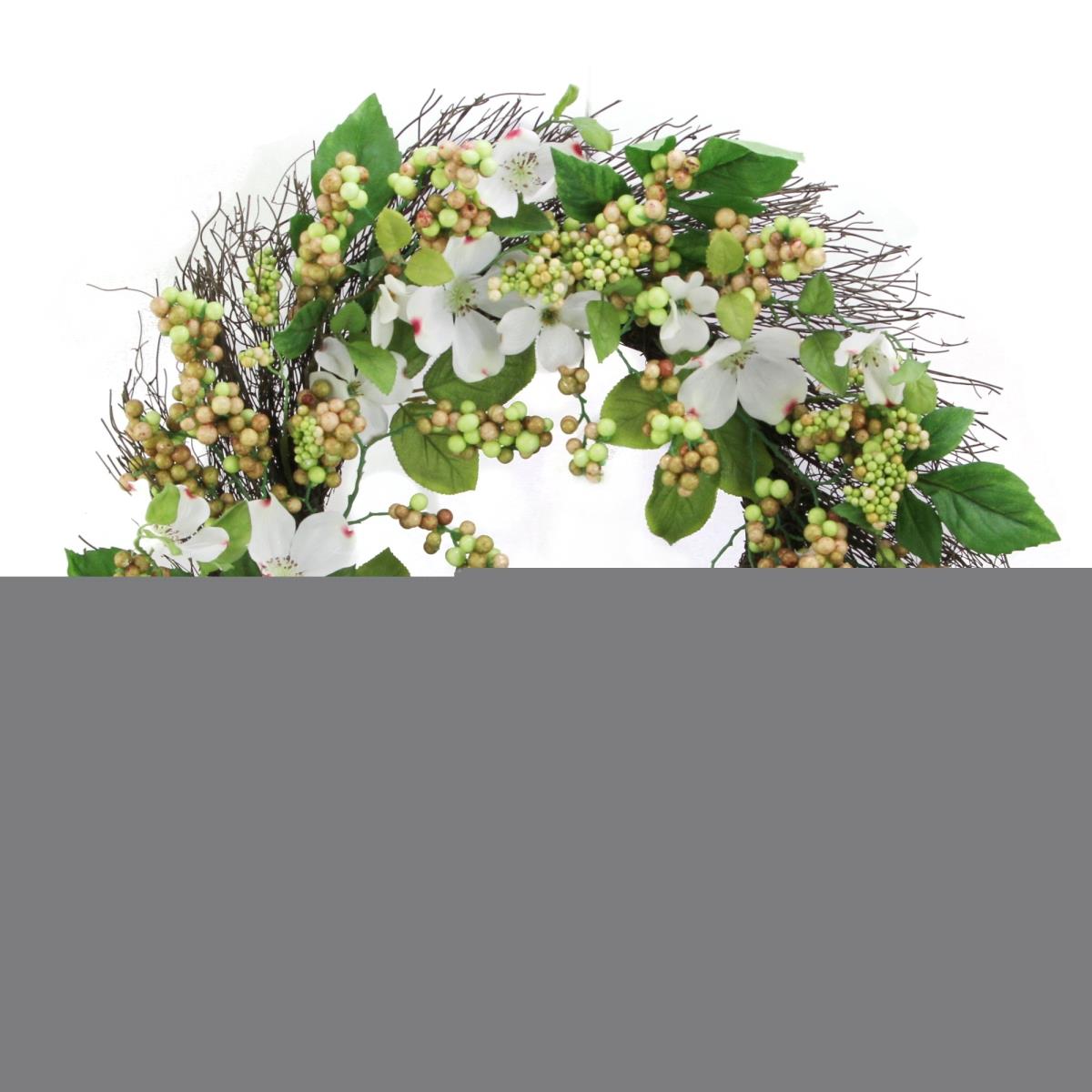 Picture of Admired by Nature GFW7060-NATURAL 24 in. Dogwood&#44; Berry Wreath Spring Greenery for Door Wall Wreath