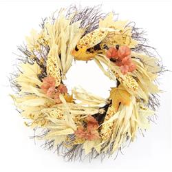 Picture of Admired By Nature GFW7016-NATURAL 26 in. Artificial Indian Corn Husk Wreath for Front Door Fall Festive Harvest Thanksgiving - Unlit&#44; Natural