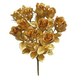 Picture of Admired by Nature GPB265G-GOLD 14 Stems Faux Blossoms Rose Bush&#44; Gold