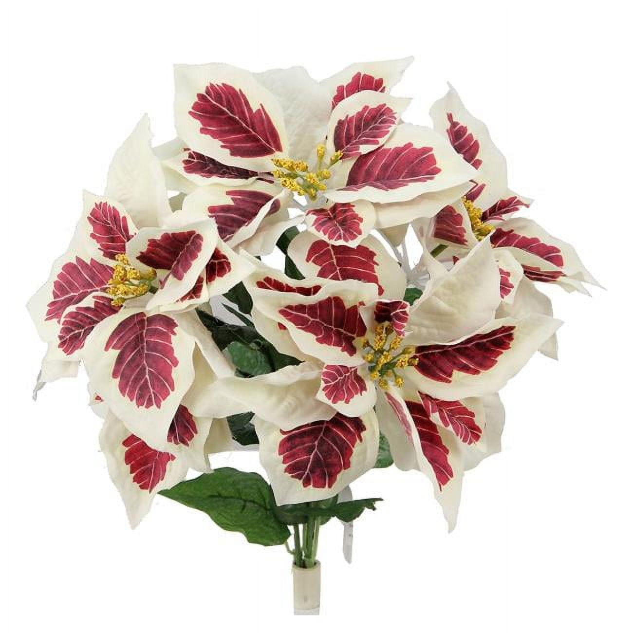 Picture of Admired by Nature GPB6858-PEPPERMINT 5 Stems Artificial Poinsettia Christmas Bush&#44; Peppermint