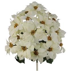 Admired by Nature GPB969-CREAM 24 Stems Faux Velvet Poinsettia Christmas Bush, Cream