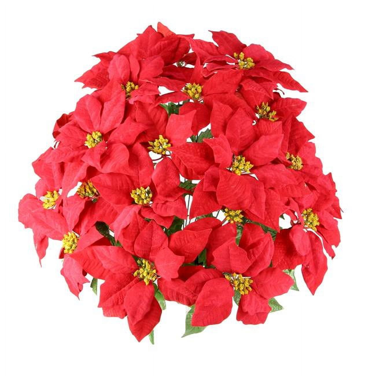 Picture of Admired by Nature GPB969-RED 24 Stems Faux Velvet Poinsettia Christmas Bush, Red