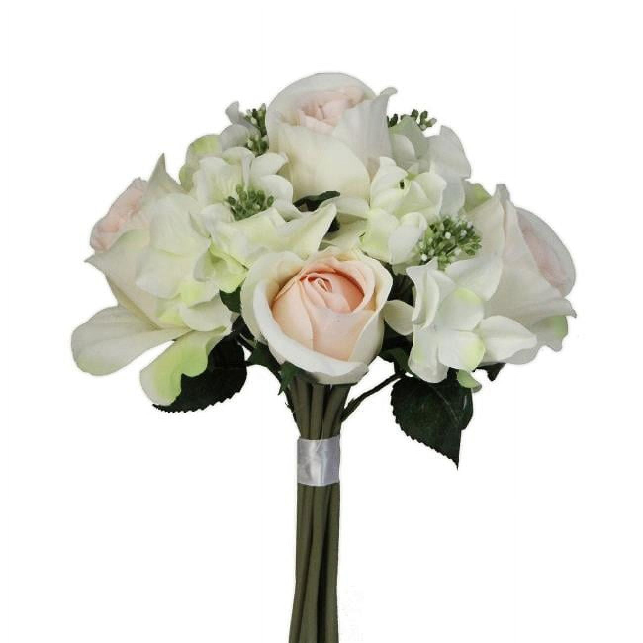 Picture of Admired By Nature GPB8359-CM - GN 9 Stems Artificial Rose & Hydrangea Mixed Bouquet&#44; Cream & Green