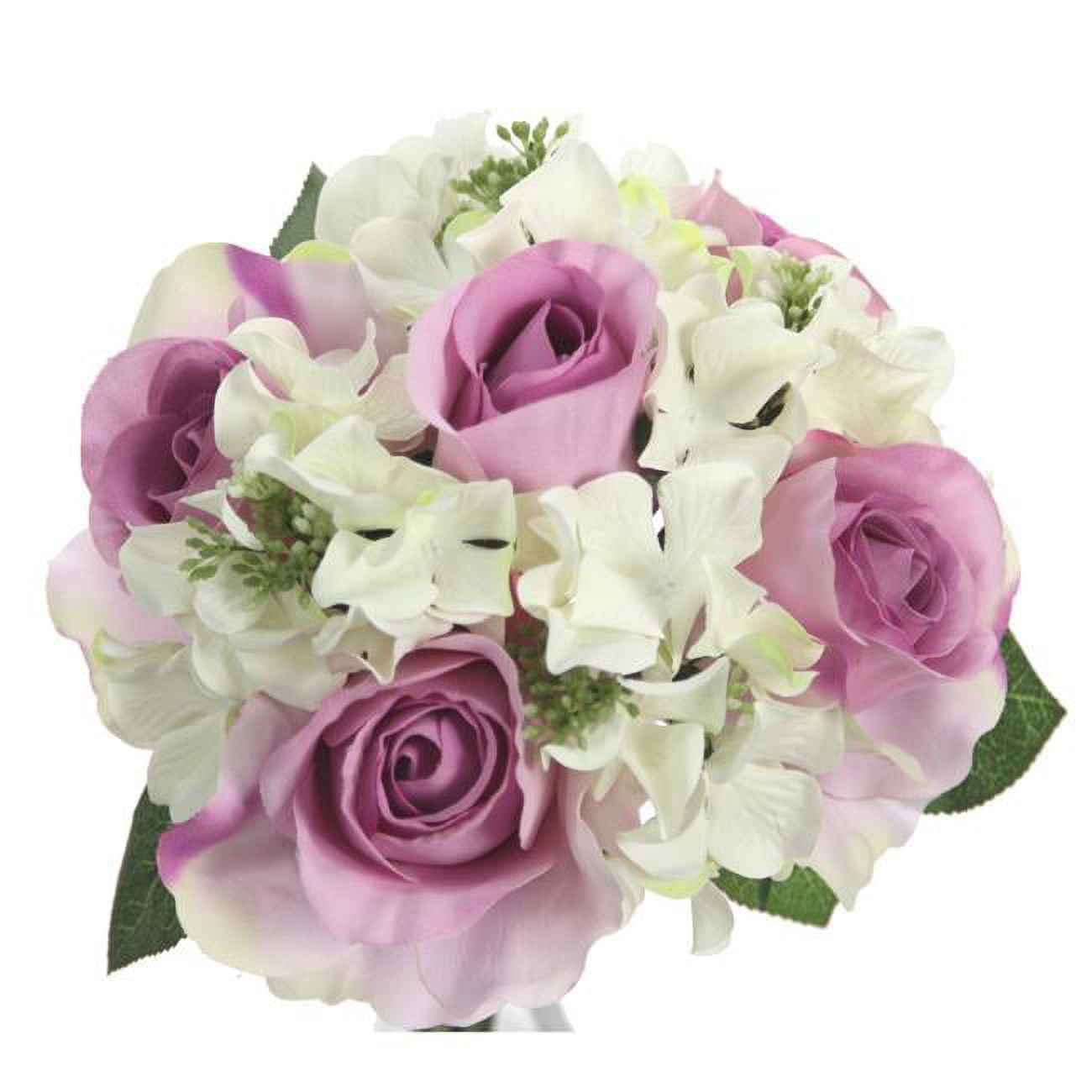 Picture of Admired By Nature GPB8359-LAV - CM 9 Stems Artificial Rose & Hydrangea Mixed Bouquet&#44; Lavender & Cream