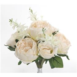 Admired By Nature 10 Stems Faux English Rose Bud Bouquet, Cream
