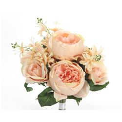 Admired By Nature GPB8360-PEACH 7  Stems Beautiful Stylish Faux English Rose & Rose Bud Bouquet  Peach