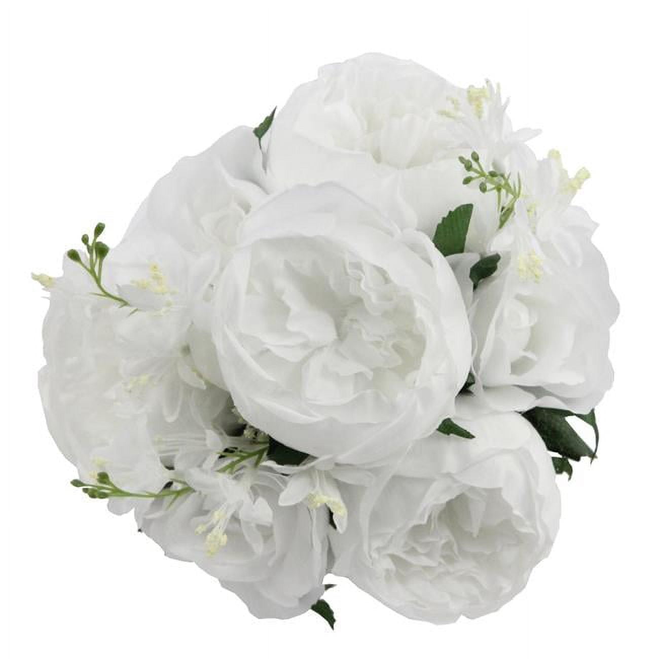 Picture of Admired By Nature GPB8360-WHITE 10 Stems Beautiful Stylish Faux English Rose & Rose Bud Bouquet&#44; White