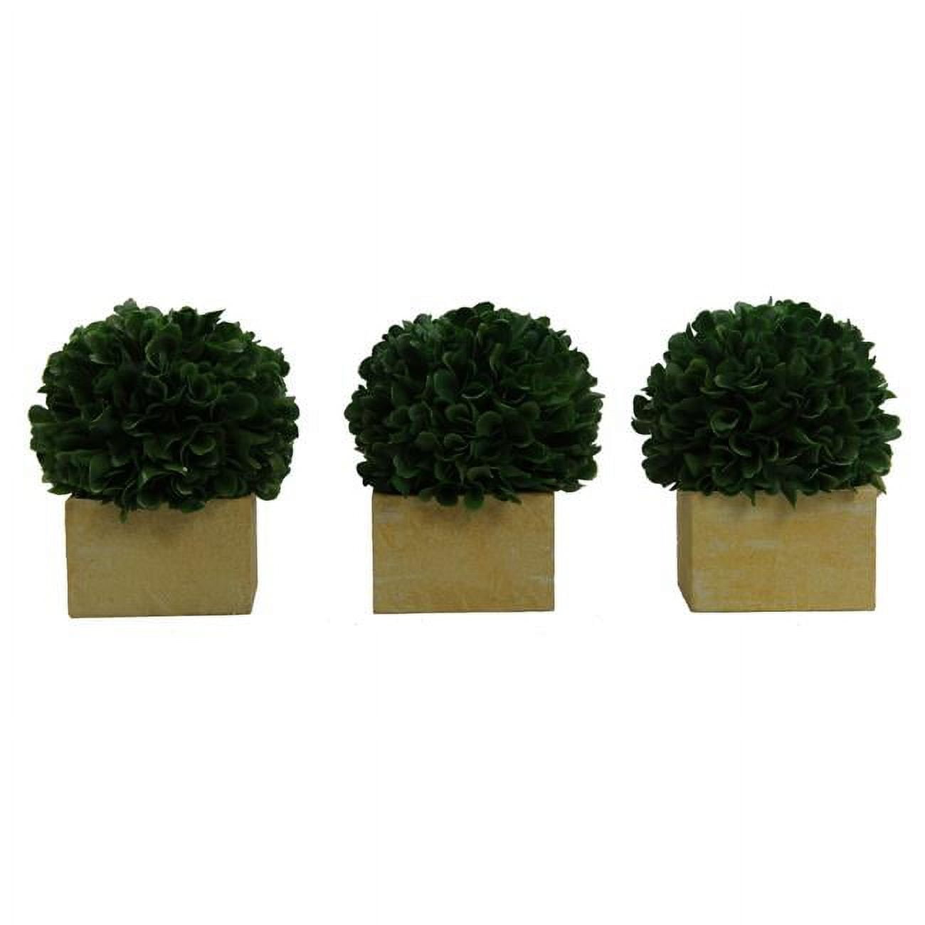 Picture of Admired By Nature ABN5P008-GRN-3 5.5 in. Faux Preserved Artificial Boxwood Ball Topiary Plant Tabletop in Pot - Set of 3