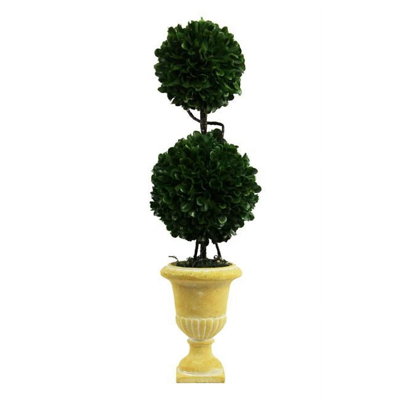 Picture of Admired By Nature ABN5P011-GRN 18 in. Faux Preserved Artificial Boxwood Topiary Plant Tabletop with Double Balls in Pot