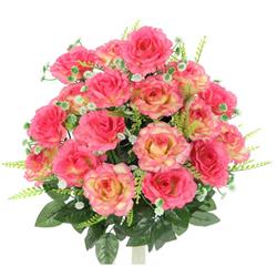 Picture of Admired by Nature ABN1B002-PNK 3 x 1.5 in. 18 Stems Artificial Full Blooming Rose with Greenery Flower Bush - Peach&#44; Blue & Pink
