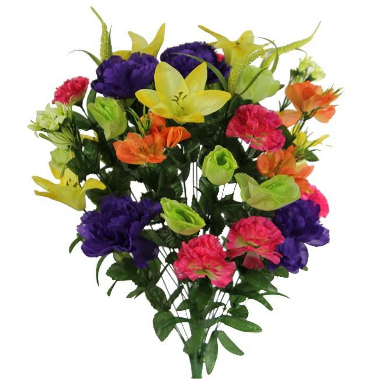 Picture of Admired by Nature ABN1B001-FRESH MIX 40 Stems Artificial Full Blooming Lily&#44; Rose Bud&#44; Carnation & Mum with Greenery Mixed Flower Bush - Fresh Mix
